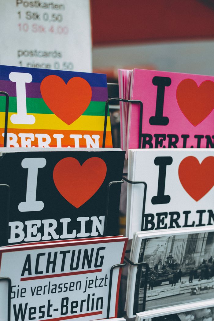 Crafting Captivating Headlines: Your awesome post title goes here Vibrant postcards featuring 'I Love Berlin' designs in a Berlin shop display.